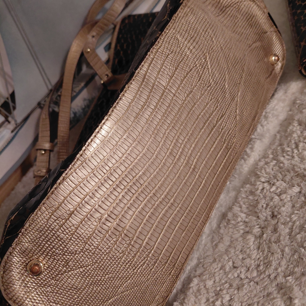Brahmin Black and Gold Croc-Embossed Tote with Tassel - Picture 10 of 16